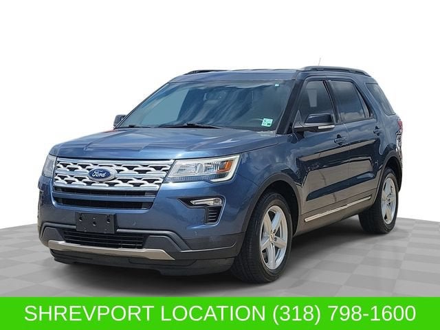 2018 Ford Explorer XLT in Blue — front three-quarter view